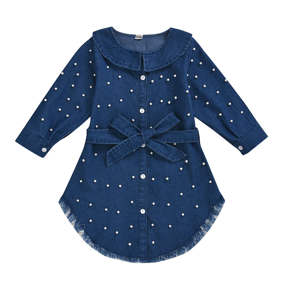 Vestitino bimba perle denim