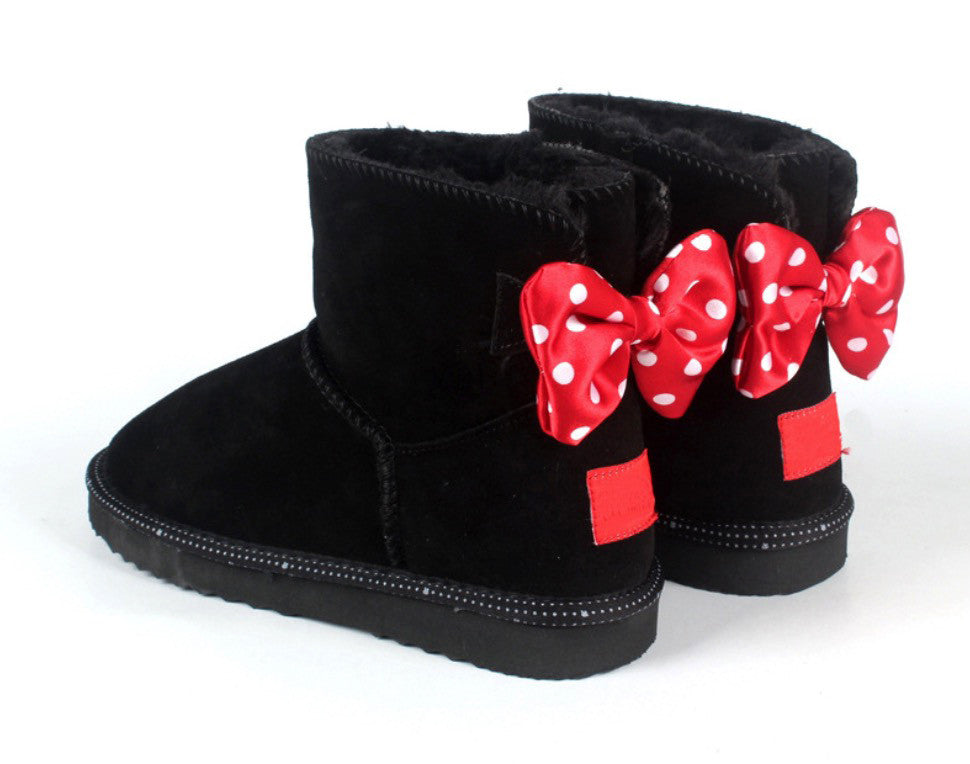 Boot fiocco rosso pois