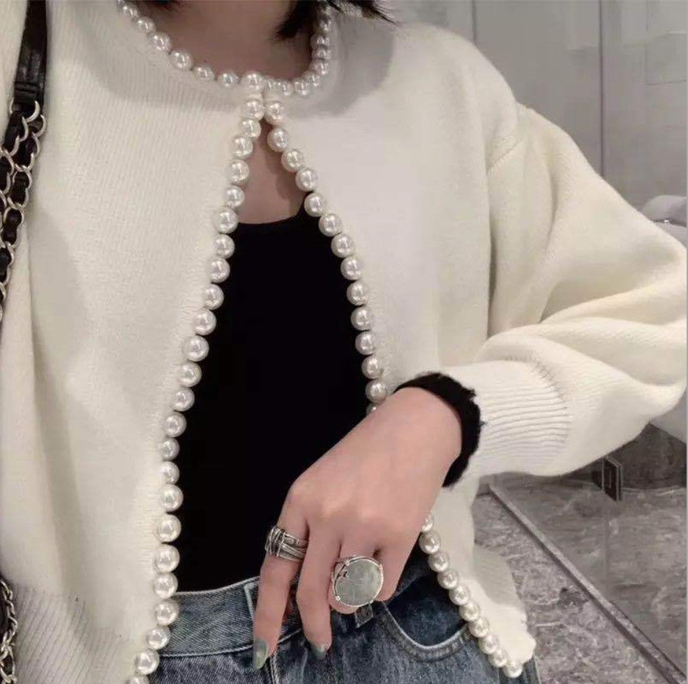 Cardigan bordo perle