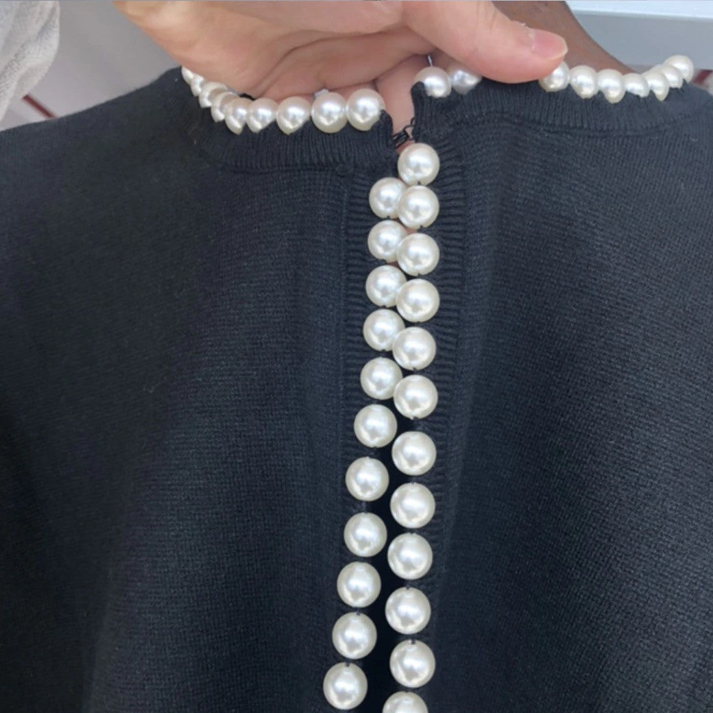 Cardigan bordo perle