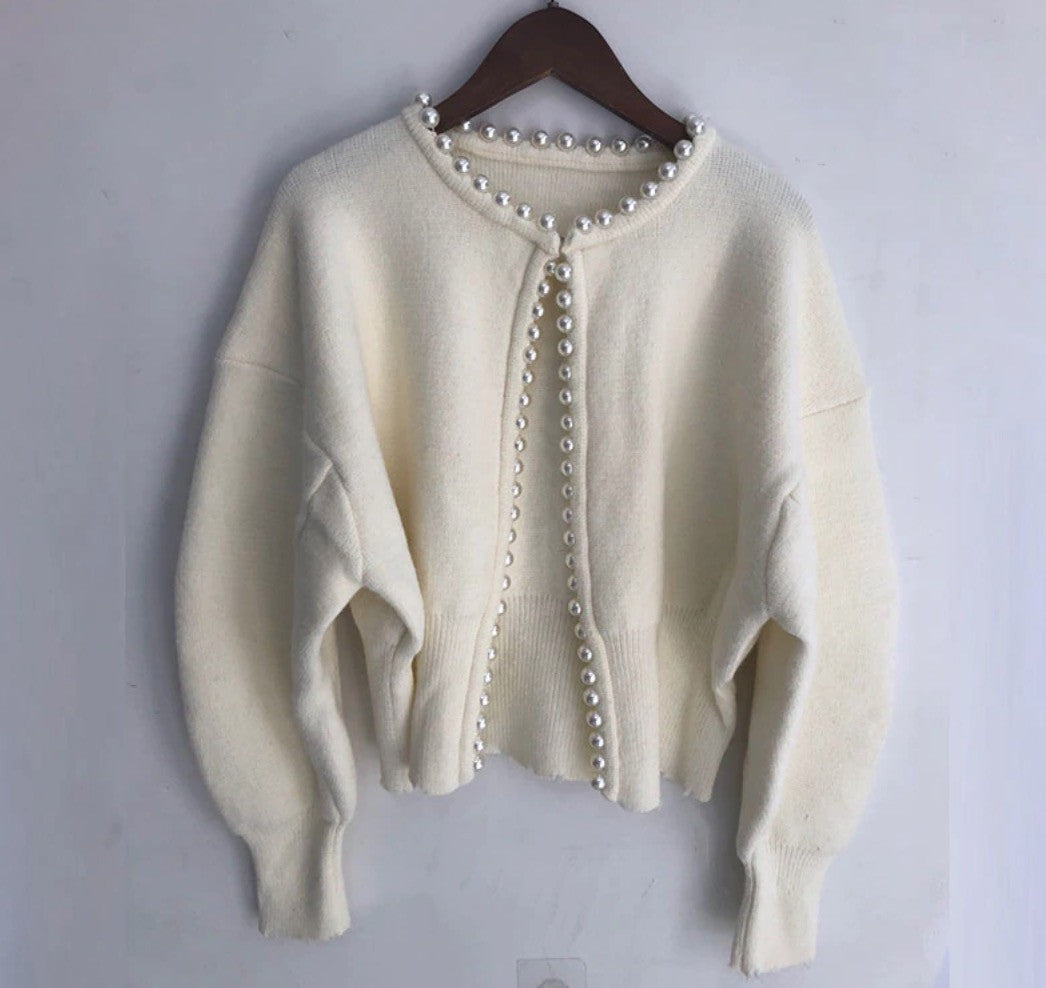 Cardigan bordo perle