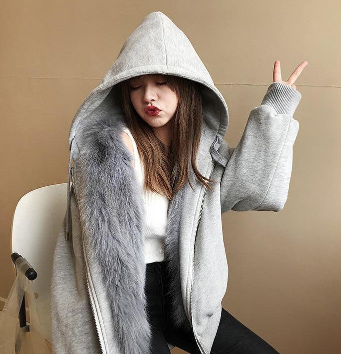 Felpone double-face pelliccia