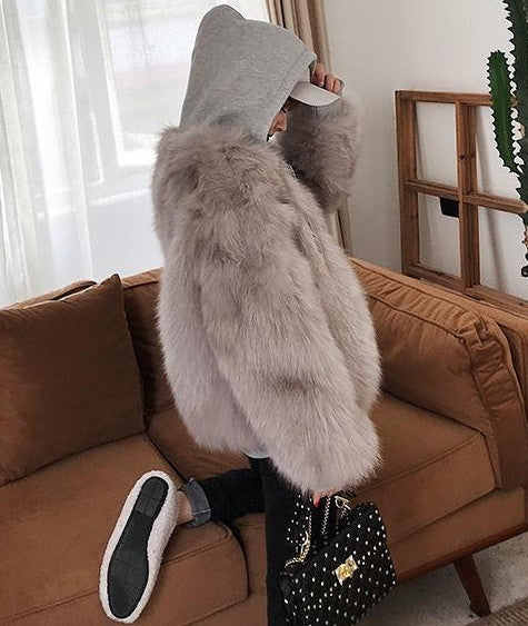 Felpone double-face pelliccia