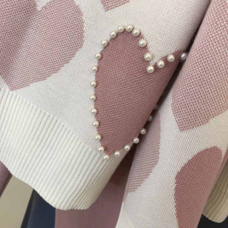 Set pants & pull cuori perle