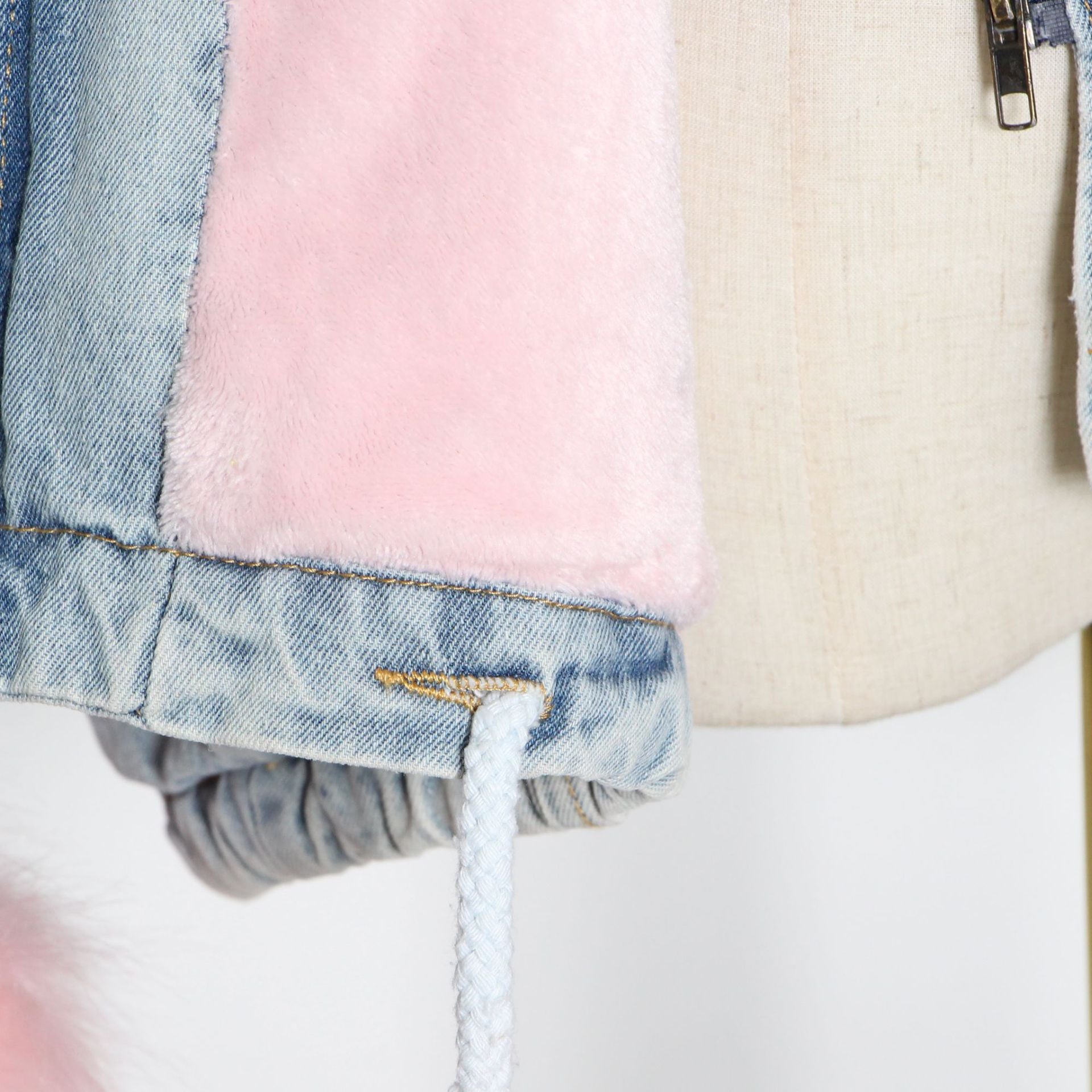 Giacca denim white and furry
