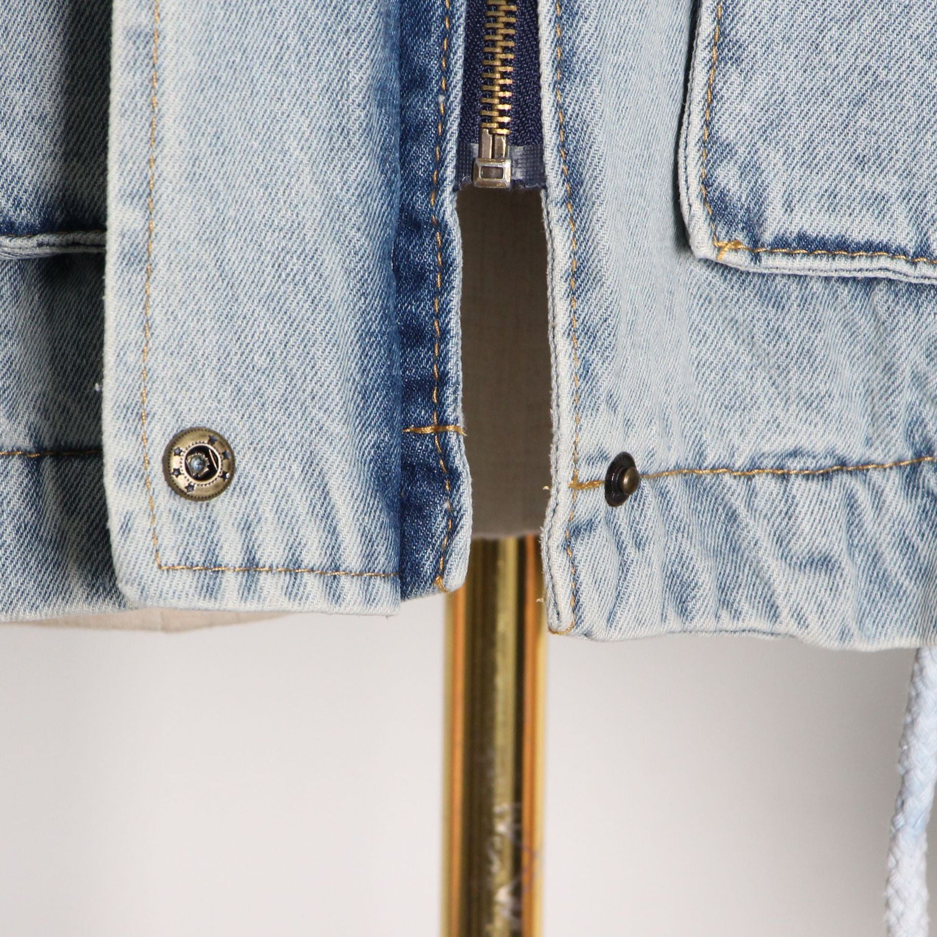 Giacca denim white and furry