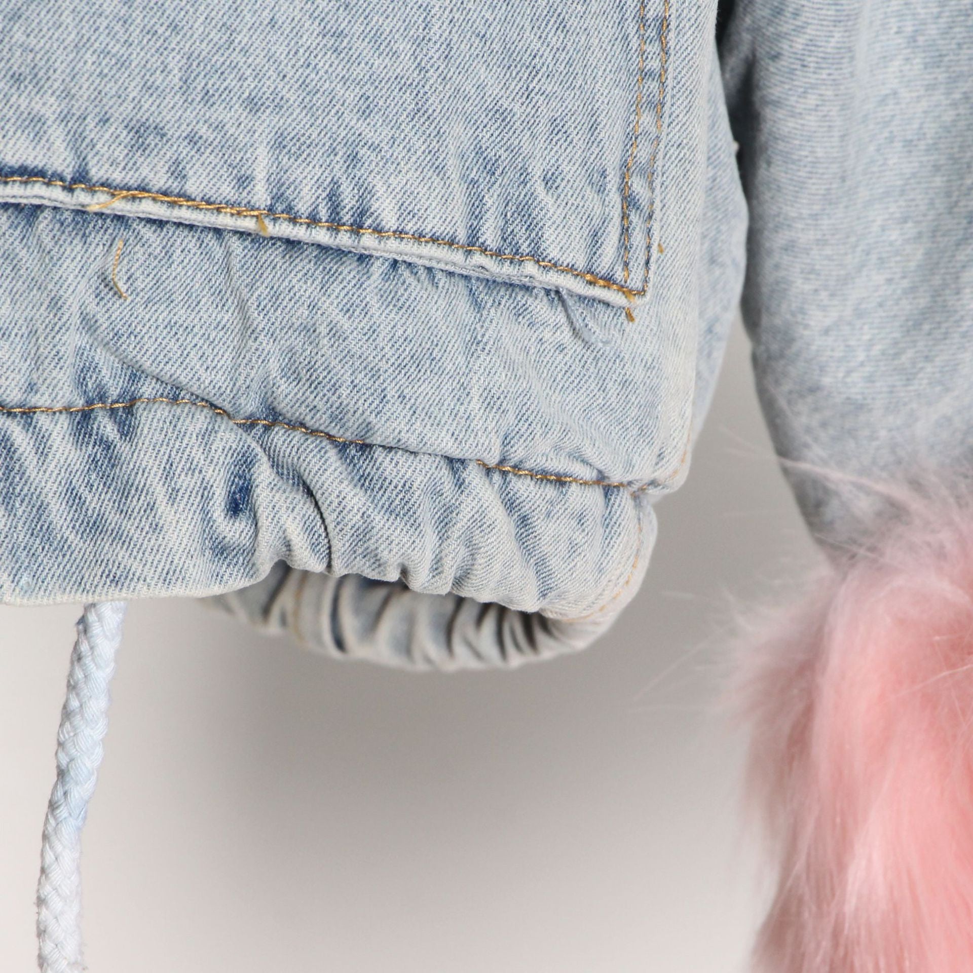 Giacca denim white and furry