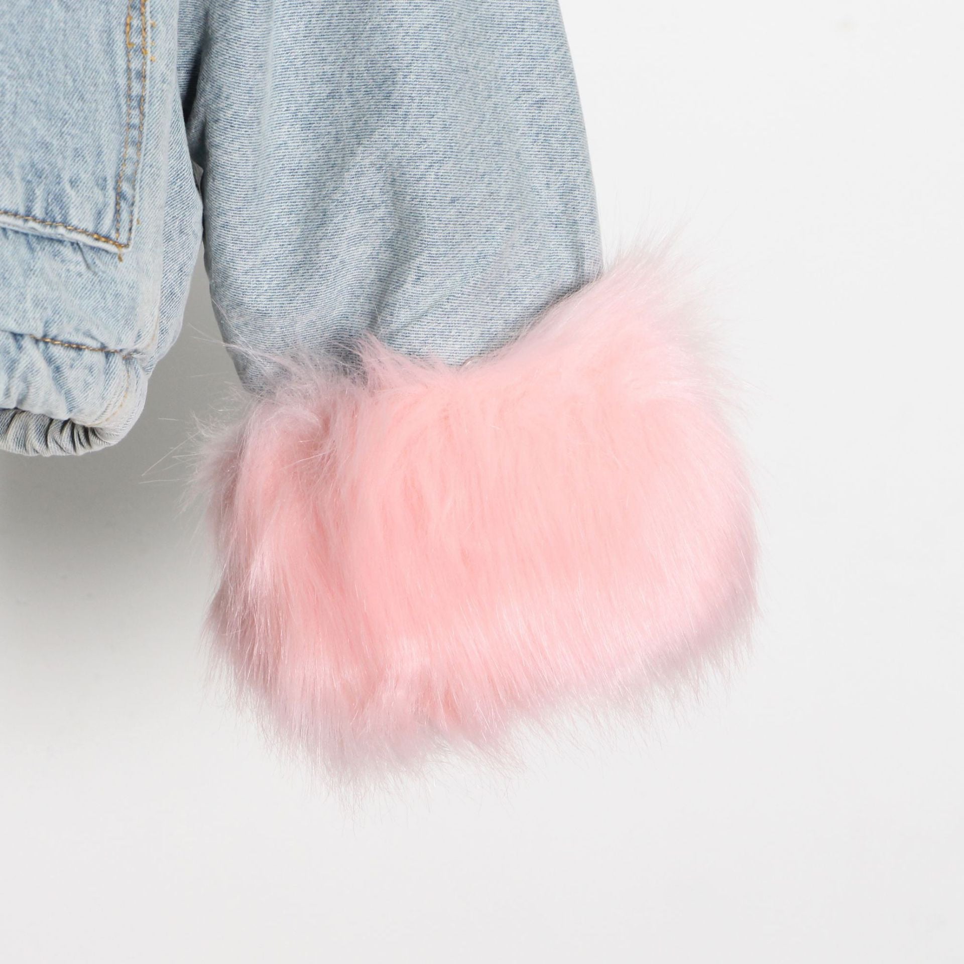 Giacca denim white and furry