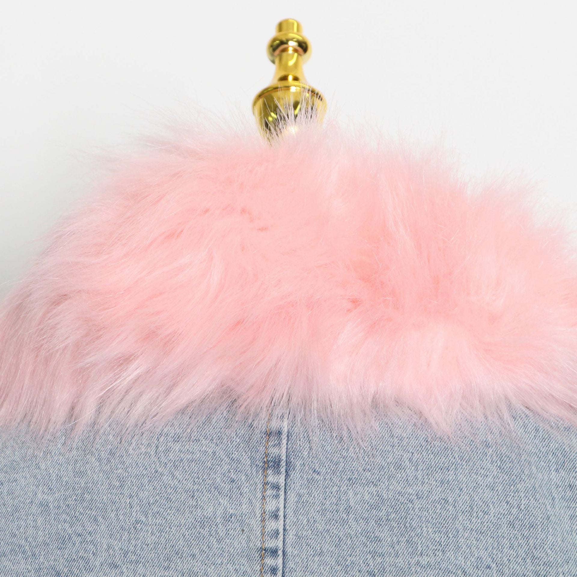 Giacca denim white and furry