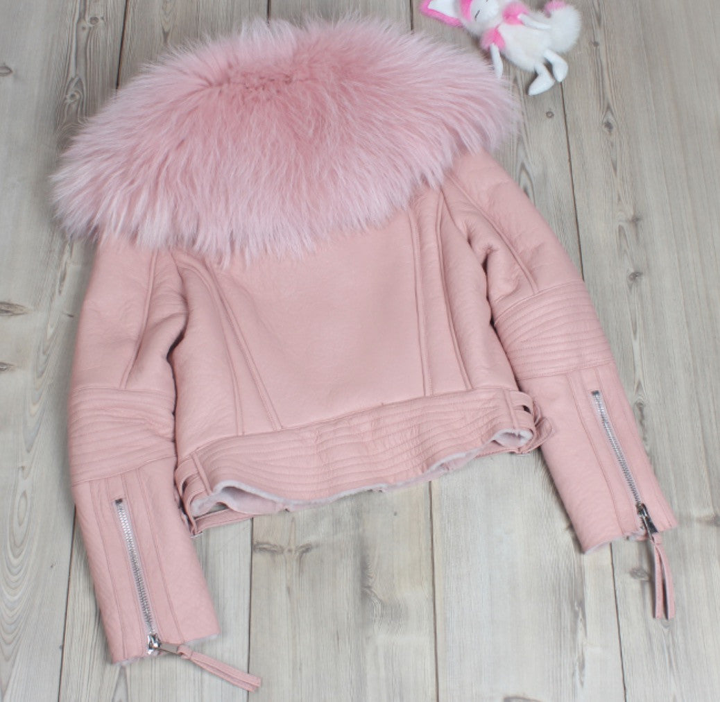 Giacca pelle con collo Eskid