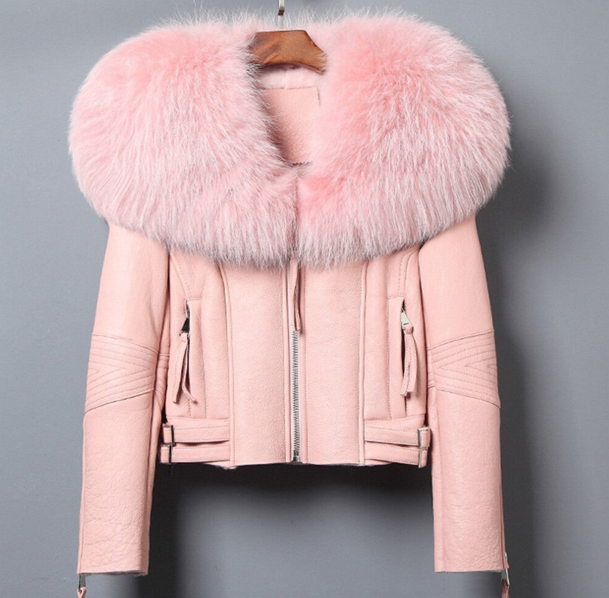 Giacca pelle con collo Eskid