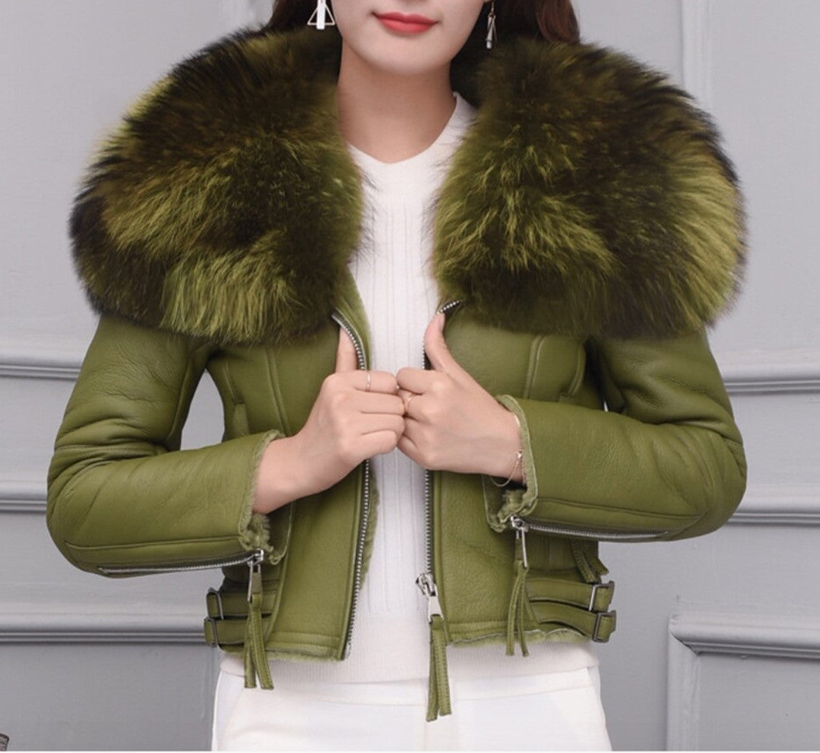 Giacca pelle con collo Eskid