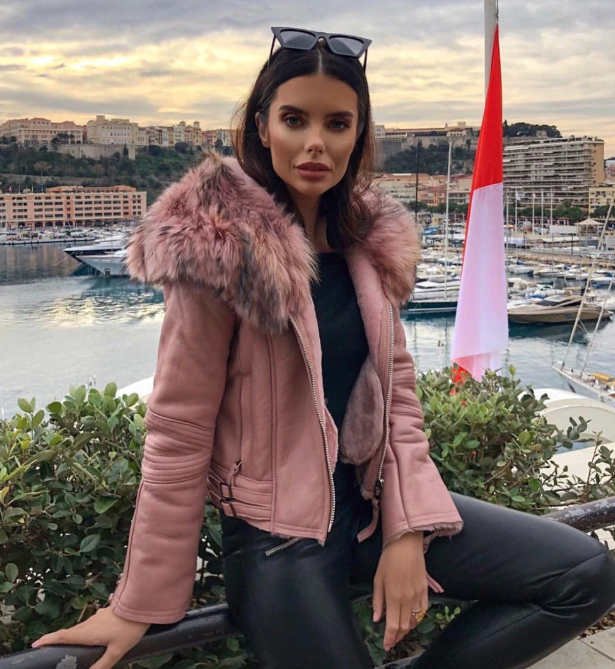 Giacca pelle con collo Eskid