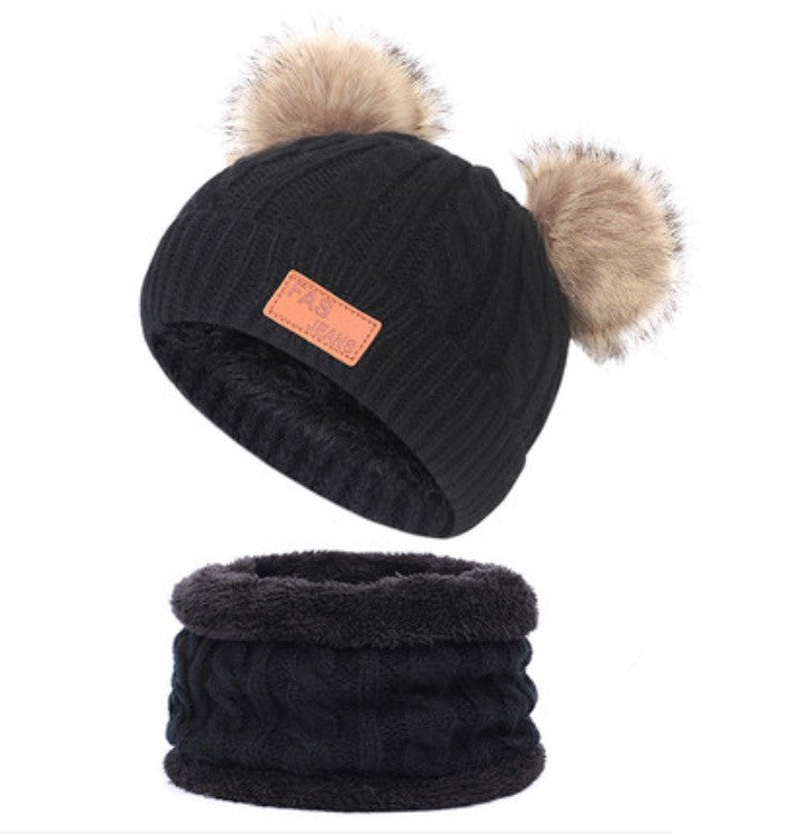 Cappellino double pon-pon treccia baby