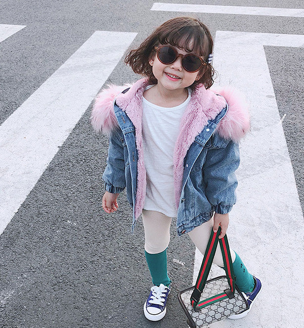 Giubbino baby jeans ecofur colors