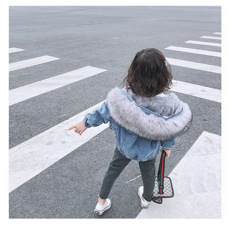 Giubbino baby jeans ecofur colors