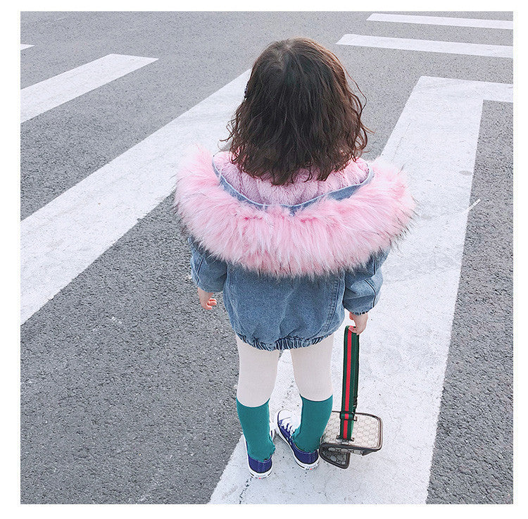 Giubbino baby jeans ecofur colors