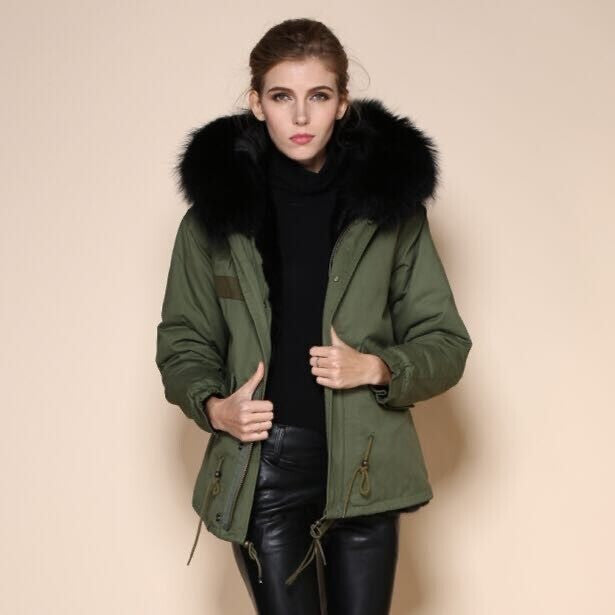 Parka corto cappuccio nero