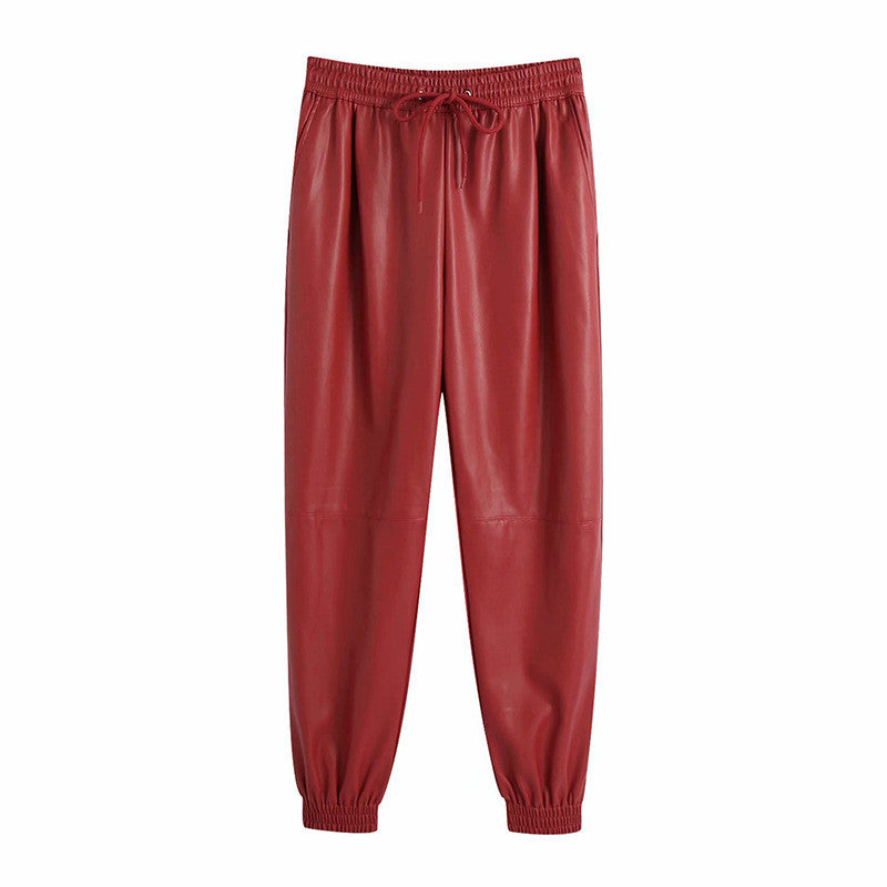 Pantalone ecopelle kamel