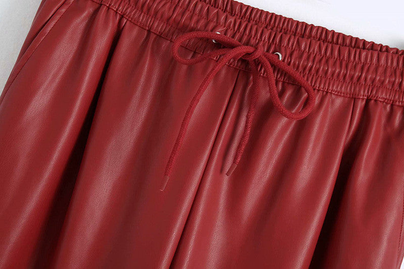 Pantalone ecopelle kamel