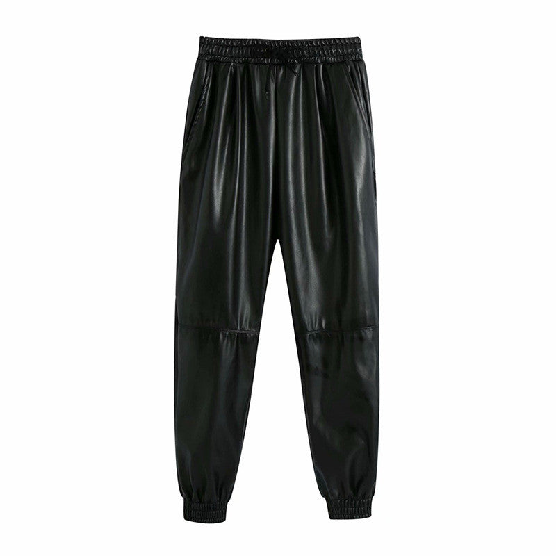 Pantalone ecopelle kamel