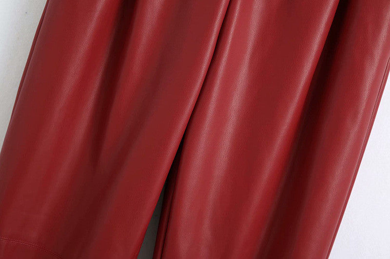 Pantalone ecopelle kamel