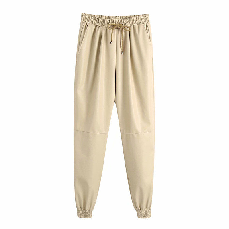 Pantalone ecopelle kamel