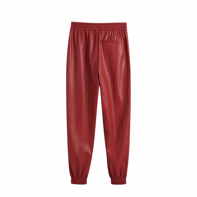 Pantalone ecopelle kamel