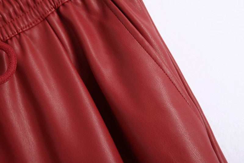 Pantalone ecopelle kamel