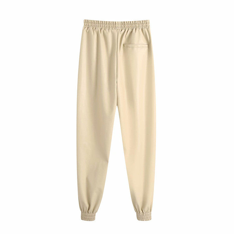 Pantalone ecopelle kamel