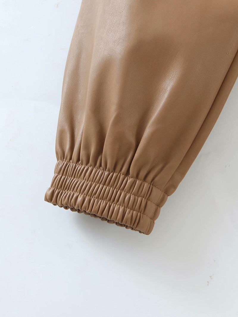 Pantalone ecopelle kamel