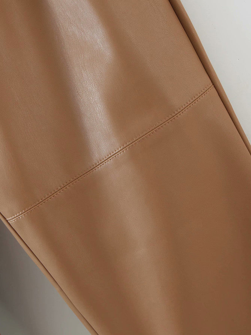 Pantalone ecopelle kamel