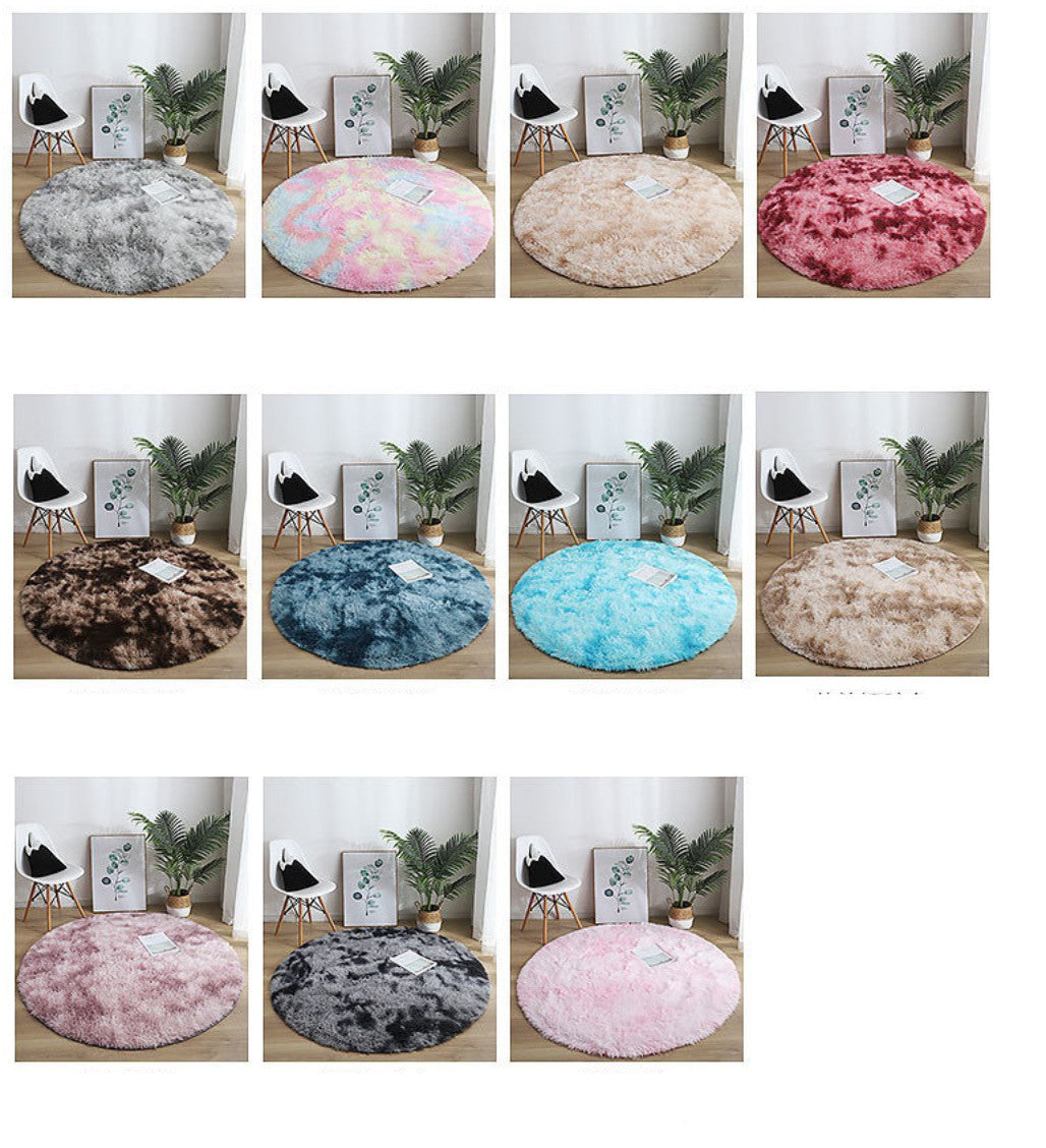 Tappeto peloso tondo multicolor