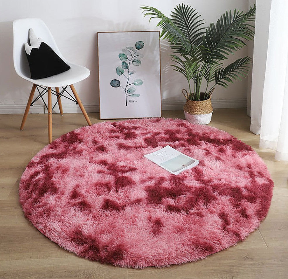 Tappeto peloso tondo multicolor