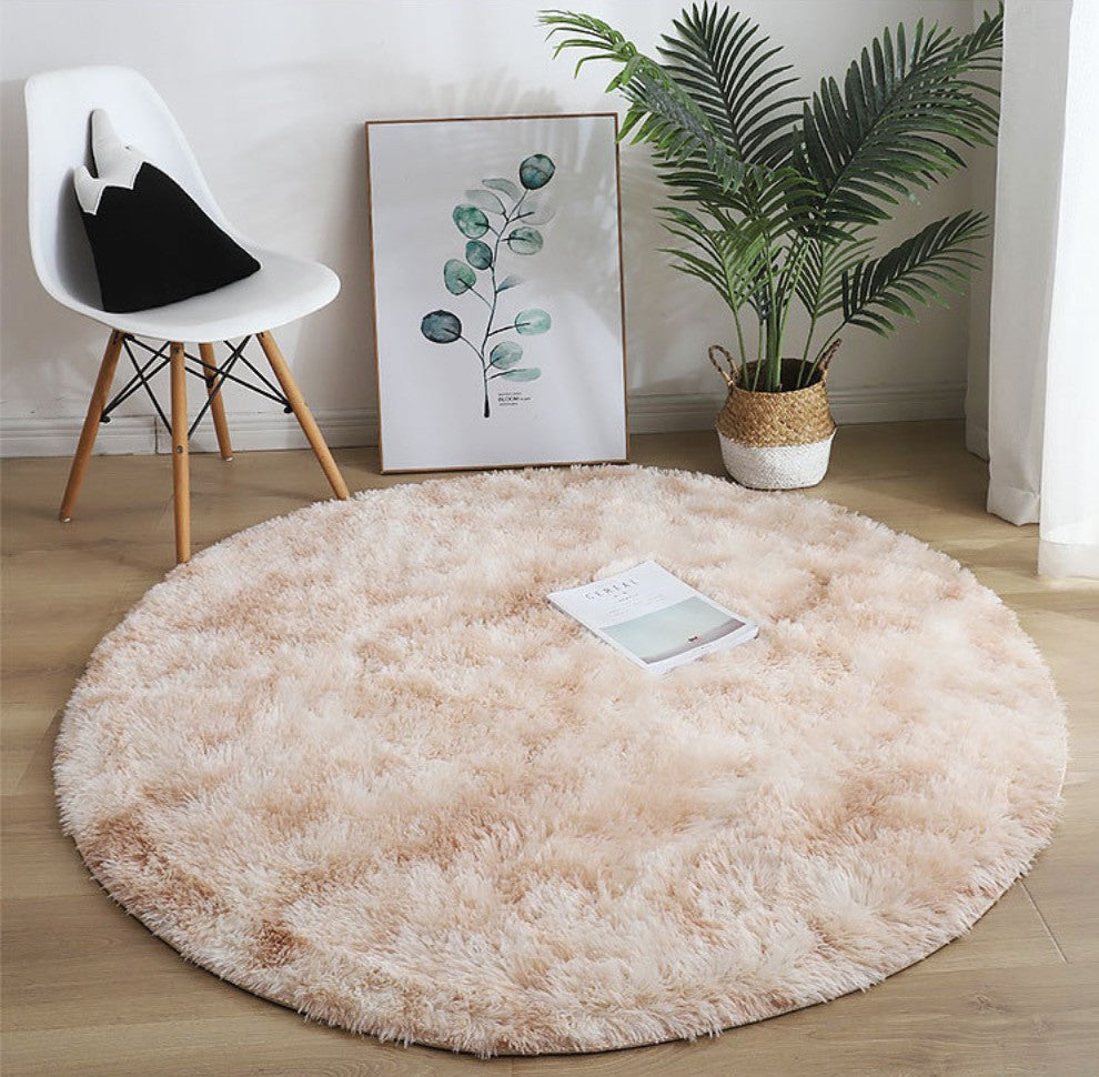 Tappeto peloso tondo multicolor