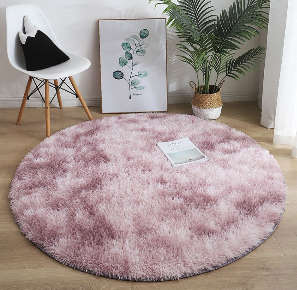 Tappeto peloso tondo multicolor