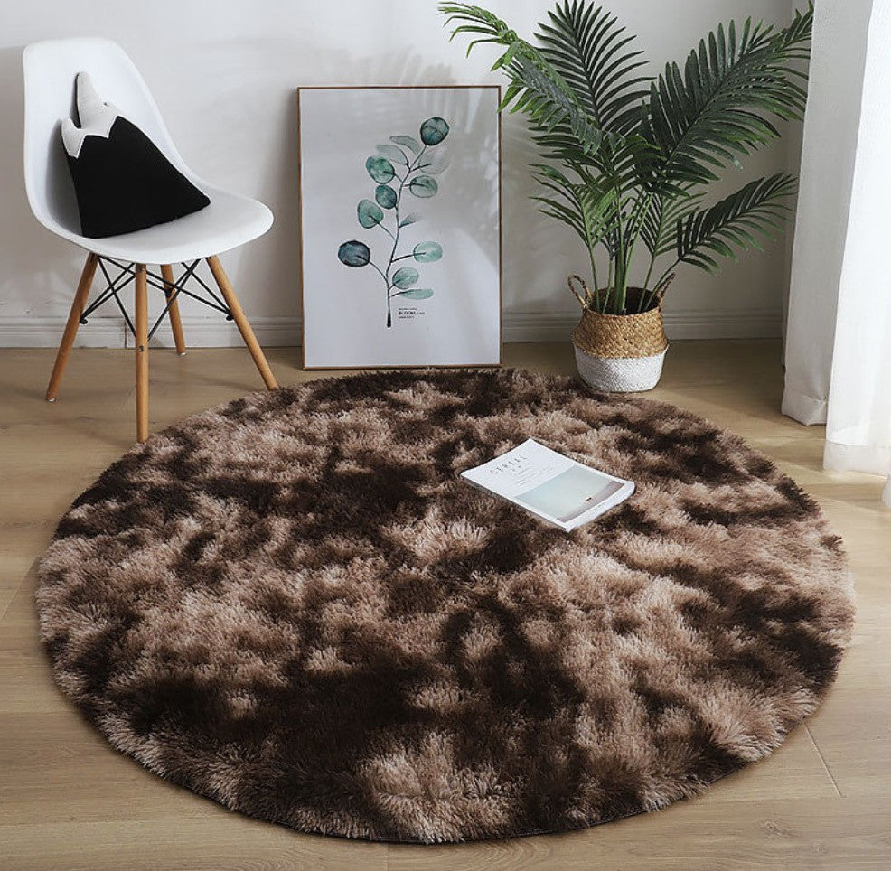 Tappeto peloso tondo multicolor