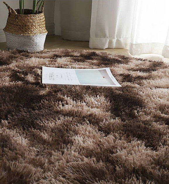 Tappeto peloso tondo multicolor