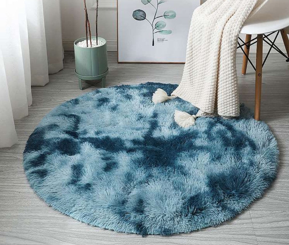 Tappeto peloso tondo multicolor