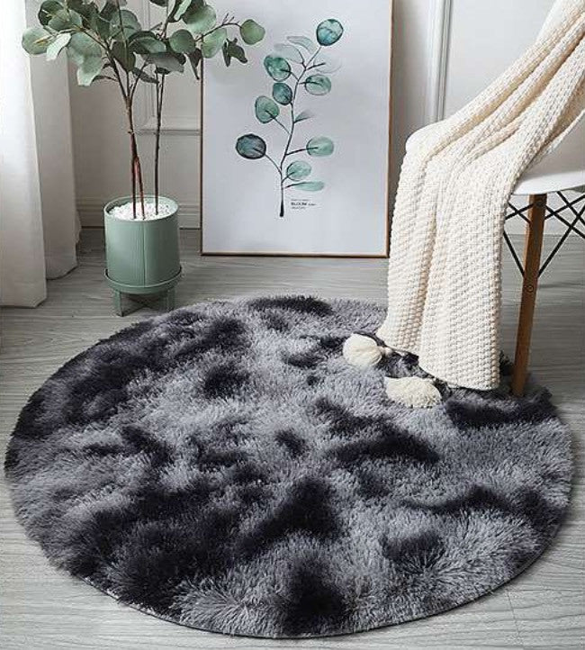 Tappeto peloso tondo multicolor