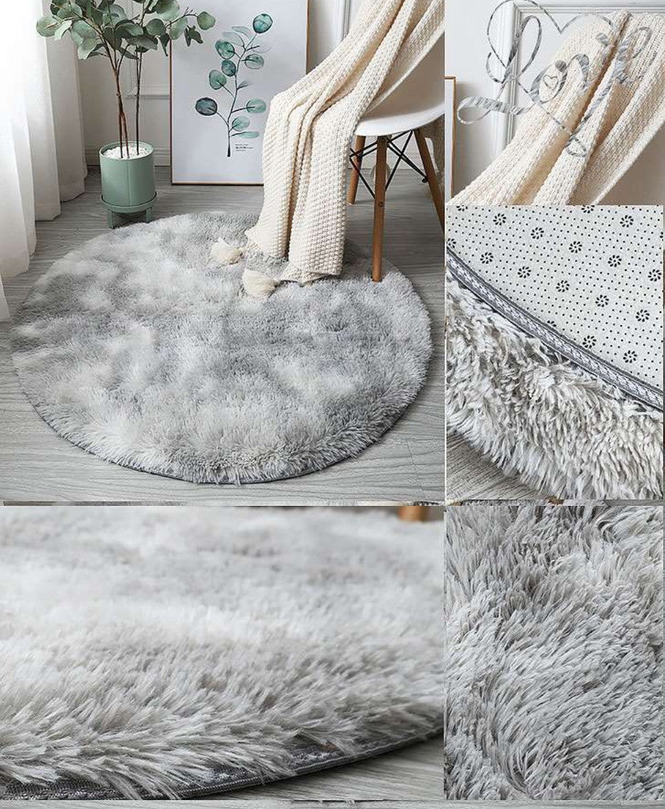 Tappeto peloso tondo multicolor