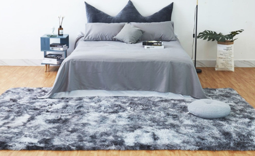 Tappeto peloso rettangolare multicolor