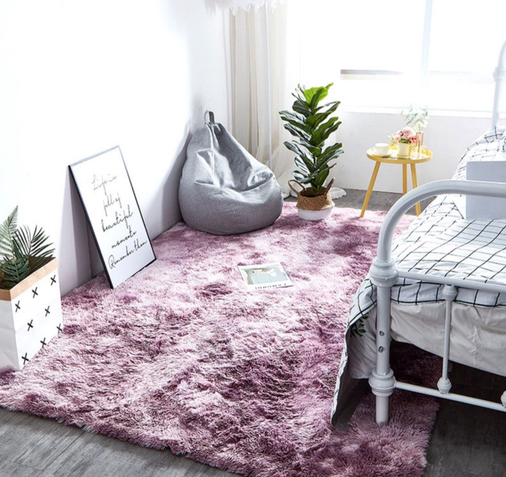 Tappeto peloso rettangolare multicolor