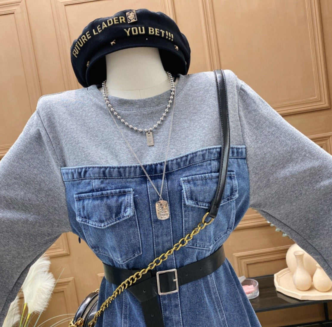 Minidress denim felpa Hasga