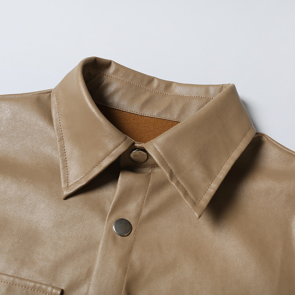Trench-camicione ecopelle camel
