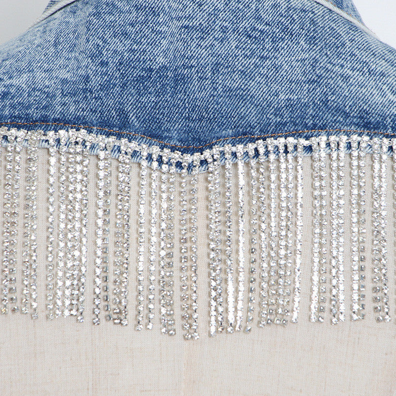 Giubbino denim strass heart