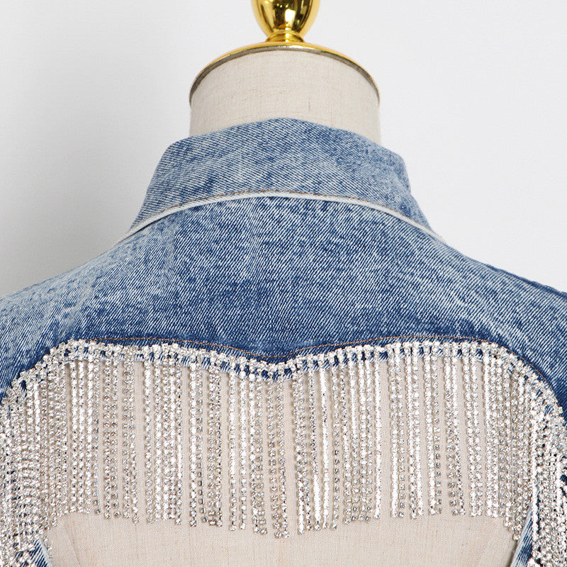 Giubbino denim strass heart