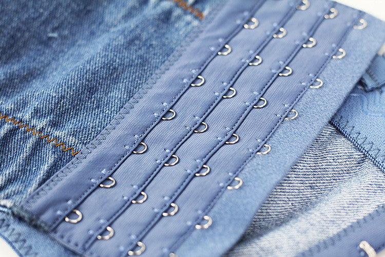 Corpetto denim rombi strass