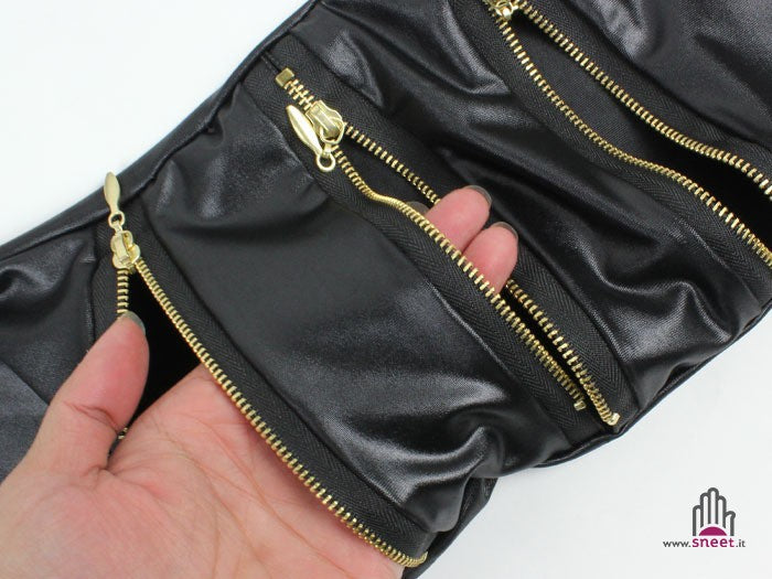 Pantalones con cremallera de piel sintética