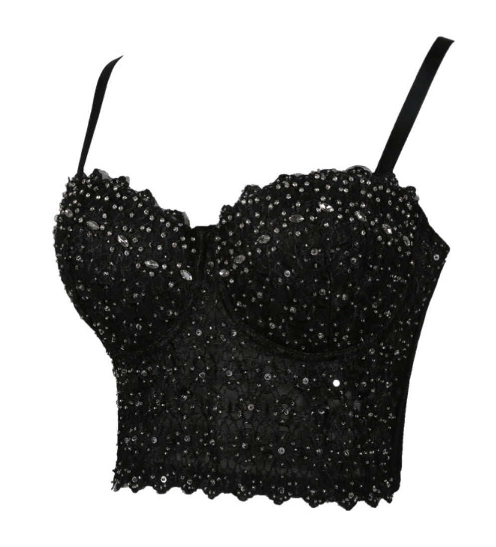 Top pizzo e strass Figi